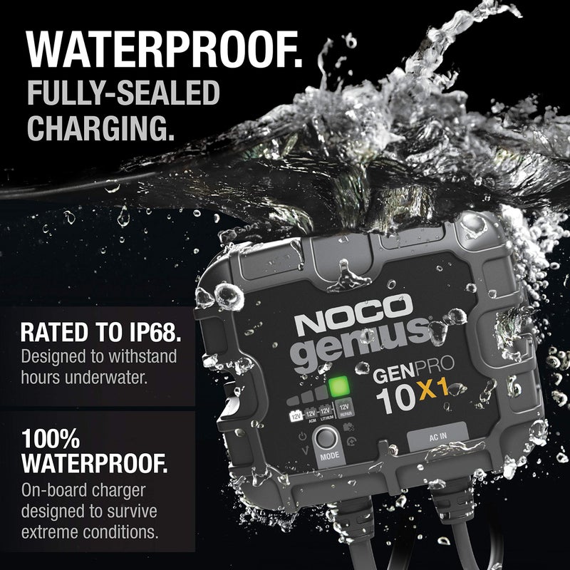 NOCO Genius GENPRO10X1: 1-Bank, 10A Onboard Battery Charger - 10A Per Bank, 12V Waterproof Marine Charger with Overcharge Protection & Temperature Compensation â€“ for Lead-Acid & Lithium Batteries - Image 3